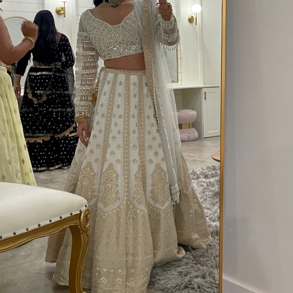 Elegant White Lehenga with pearls